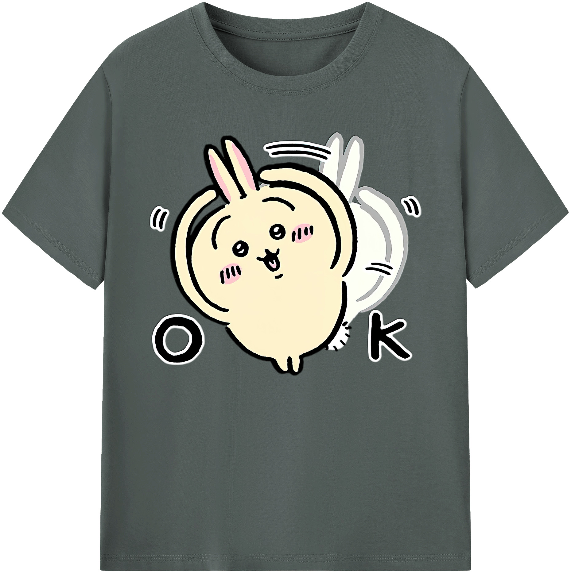 （画像用） ちいかわ うさぎ Chii-kawa usagi 綿100％ メンズ半袖Tシャツ｜肌触りやわらか＆通気性